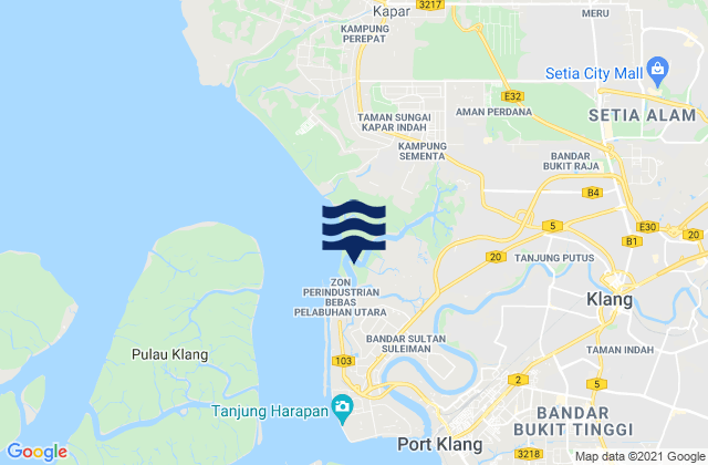Mappa delle maree di Klang, Malaysia