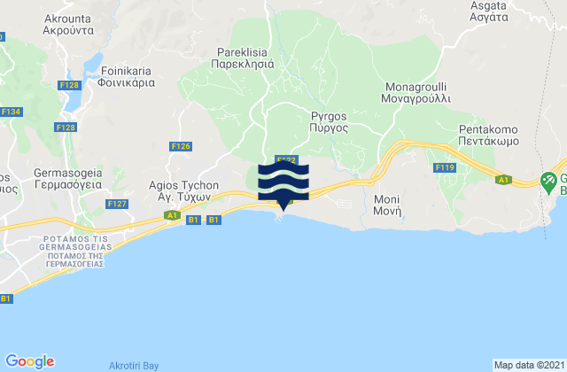 Mappa delle maree di Klonári, Cyprus