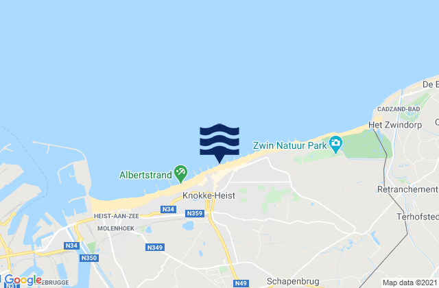 Mappa delle maree di Knokke-Strand, Belgium