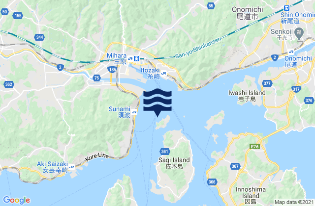 Mappa delle maree di Ko-Sagi Sima, Japan