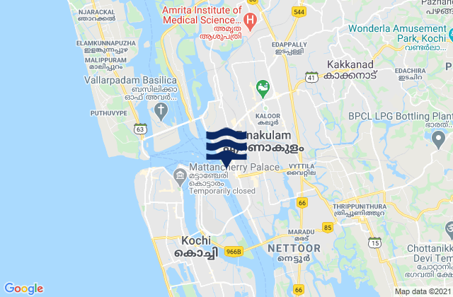 Mappa delle maree di Kochi, India