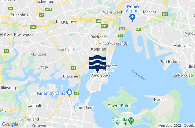 Mappa delle maree di Kogarah, Australia