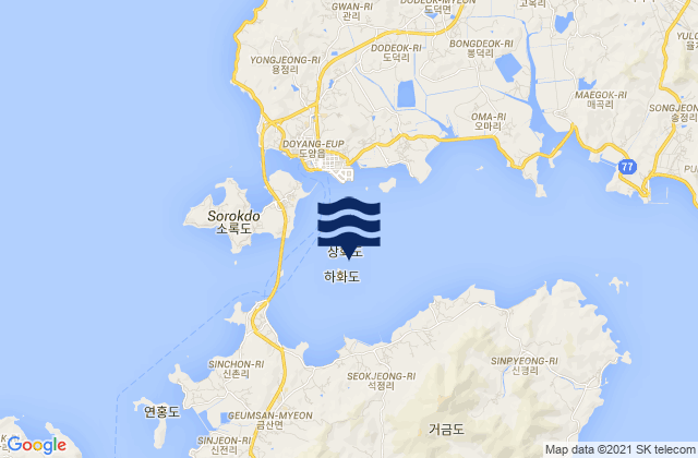 Mappa delle maree di Kogum-sudo, South Korea