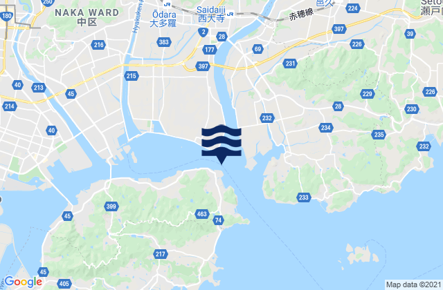 Mappa delle maree di Kogushi Okayama Suido, Japan