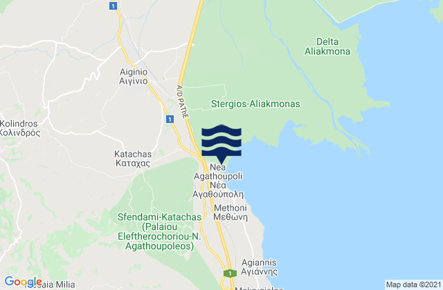 Mappa delle maree di Kolindrós, Greece