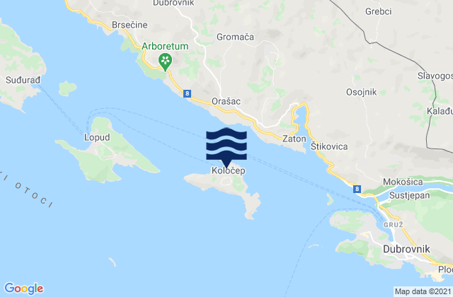 Mappa delle maree di Kolocep, Croatia