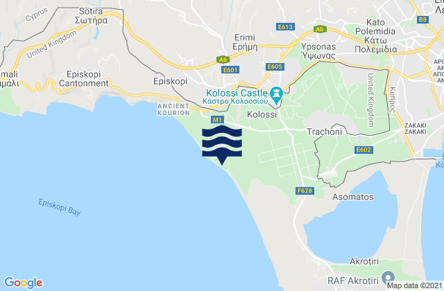 Mappa delle maree di Kolóssi, Cyprus