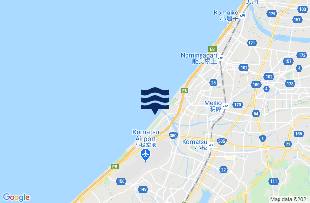 Mappa delle maree di Komatsu Shi, Japan