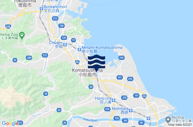 Mappa delle maree di Komatsushima Shi, Japan