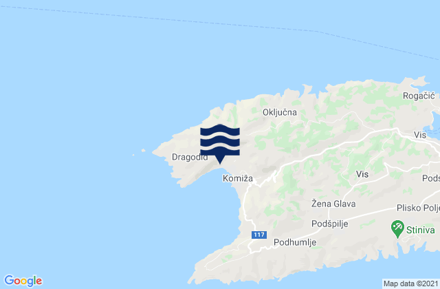 Mappa delle maree di Komiza Vis Island, Croatia
