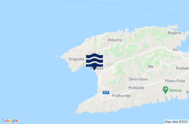 Mappa delle maree di Komiža, Croatia