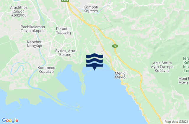 Mappa delle maree di Kompóti, Greece