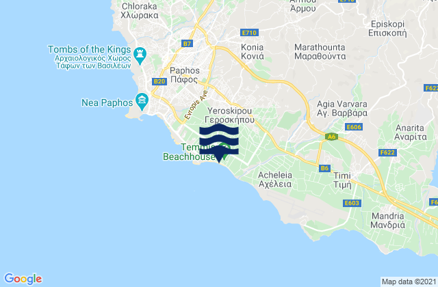 Mappa delle maree di Koniá, Cyprus