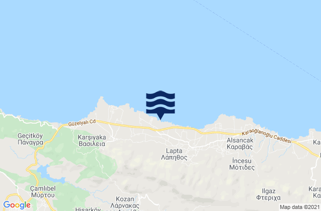 Mappa delle maree di Konteménos, Cyprus
