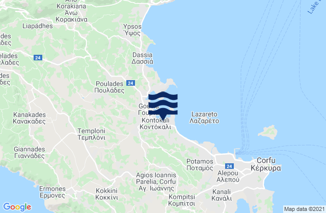 Mappa delle maree di Kontokáli, Greece