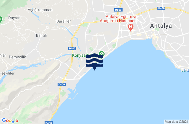 Mappa delle maree di Konyaaltı, Turkey