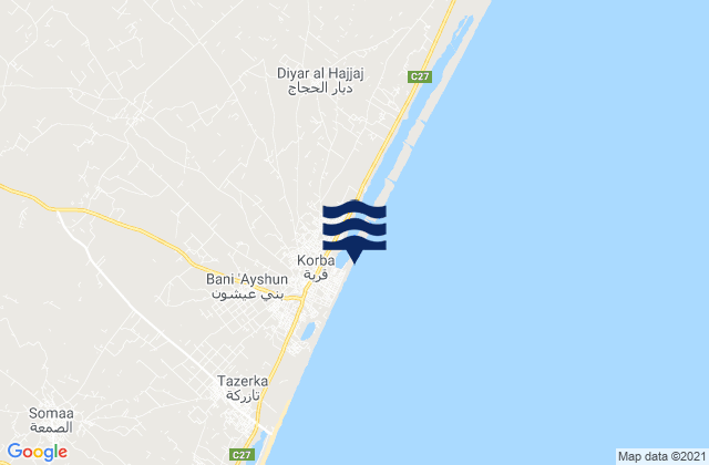Mappa delle maree di Korba, Tunisia