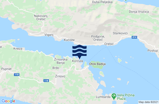 Mappa delle maree di Korčula, Croatia