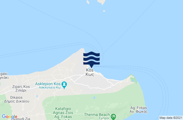 Mappa delle maree di Kos, Greece