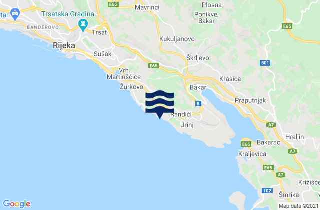 Mappa delle maree di Kostrena, Croatia
