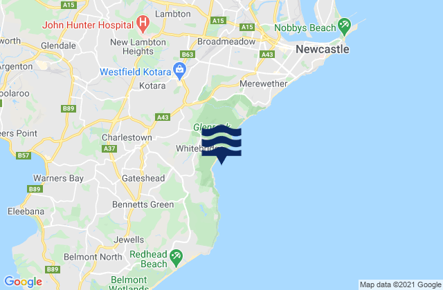 Mappa delle maree di Kotara, Australia