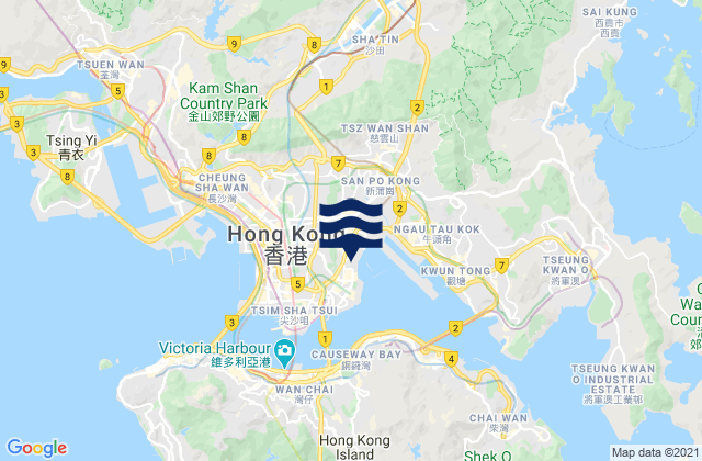 Mappa delle maree di Kowloon, Hong Kong