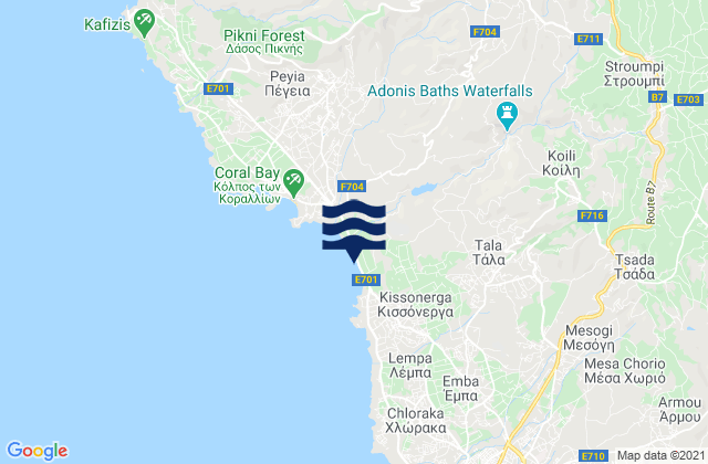 Mappa delle maree di Koíli, Cyprus