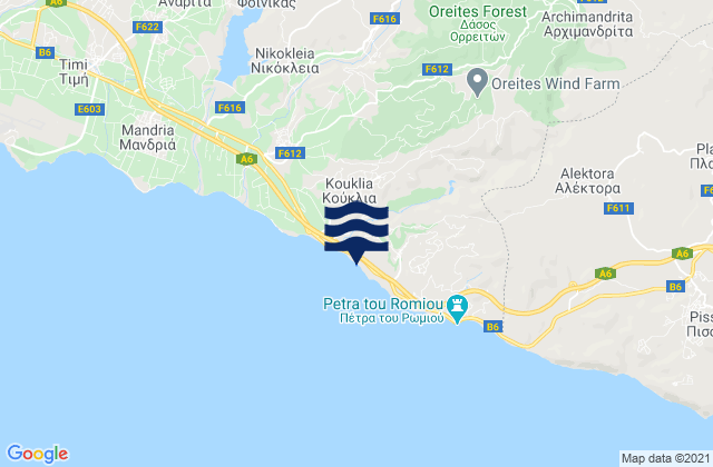 Mappa delle maree di Koúklia, Cyprus