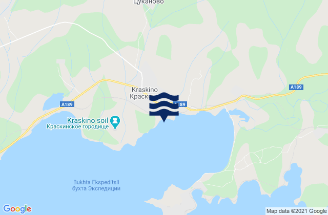 Mappa delle maree di Kraskino, Russia