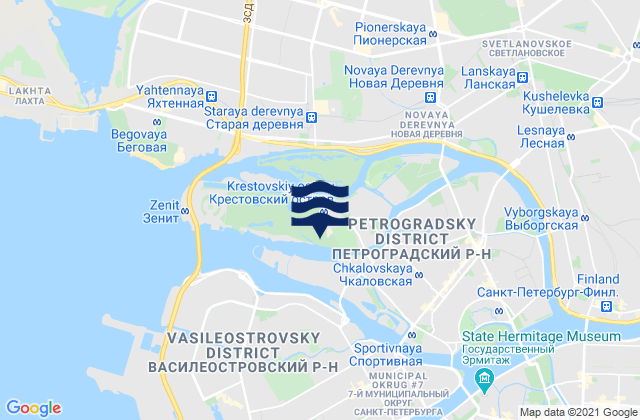 Mappa delle maree di Krestovskiy ostrov, Russia