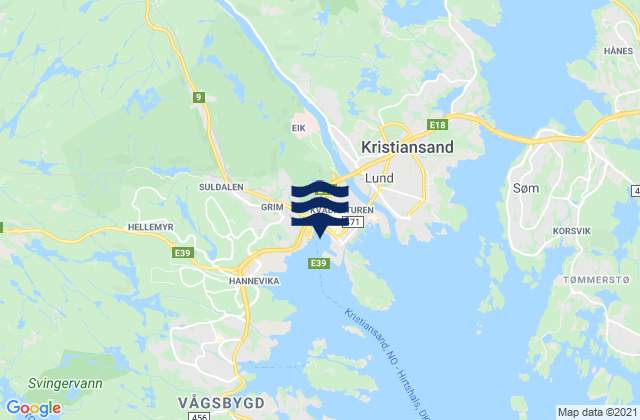 Mappa delle maree di Kristiansand Port, Norway