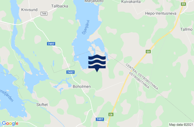 Mappa delle maree di Kronoby, Finland