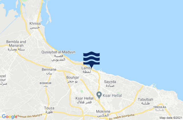 Mappa delle maree di Ksar Helal, Tunisia