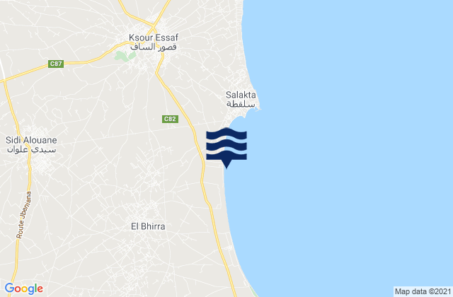 Mappa delle maree di Ksour Essaf, Tunisia