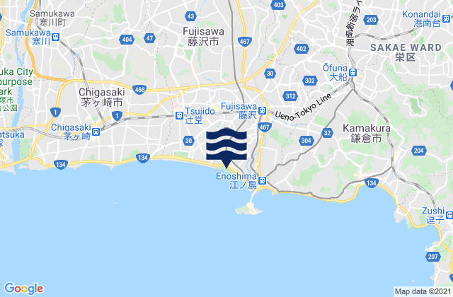 Mappa delle maree di Kugenuma Kaigan, Japan