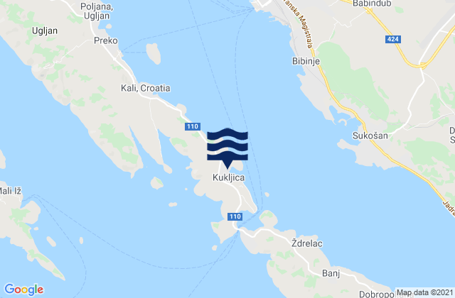 Mappa delle maree di Kukljica, Croatia