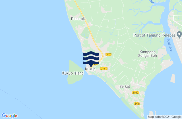 Mappa delle maree di Kukup, Malaysia