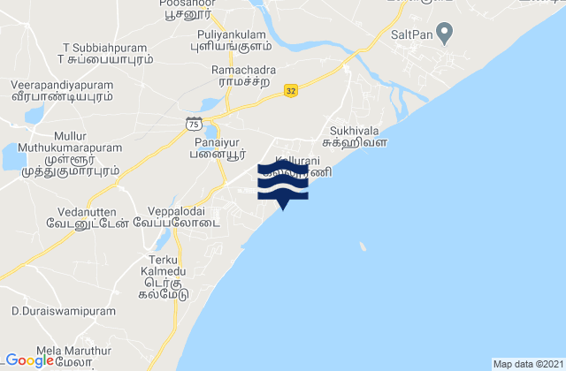 Mappa delle maree di Kulattūr, India
