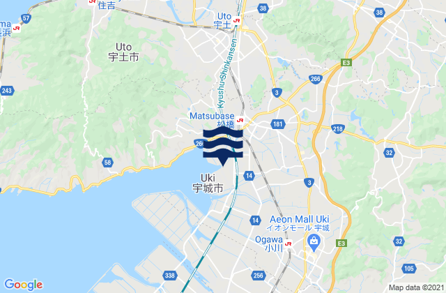 Mappa delle maree di Kumamoto, Japan