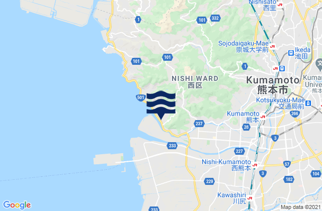 Mappa delle maree di Kumamoto Shi, Japan