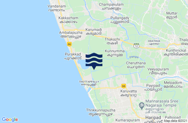 Mappa delle maree di Kunnumma, India