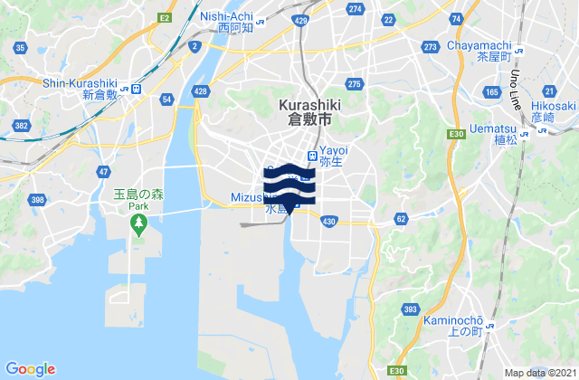 Mappa delle maree di Kurashiki Shi, Japan