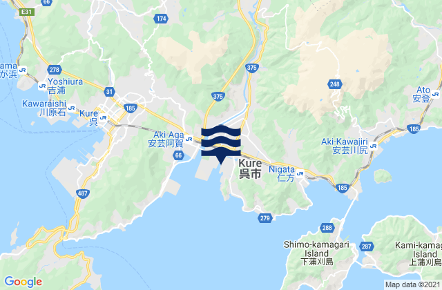 Mappa delle maree di Kure-shi, Japan