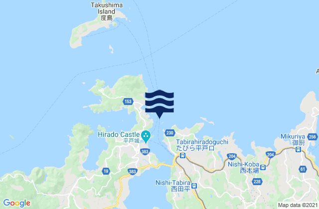 Mappa delle maree di Kuroko Sima, Japan