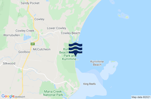 Mappa delle maree di Kurrimine Beach, Australia
