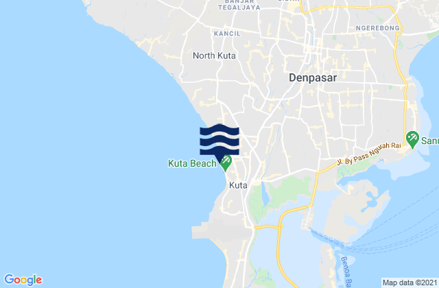 Mappa delle maree di Kuta Beach, Indonesia