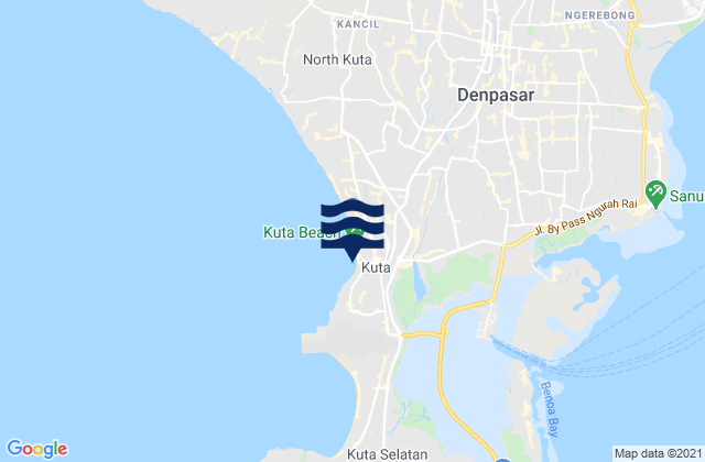 Mappa delle maree di Kuta, Indonesia
