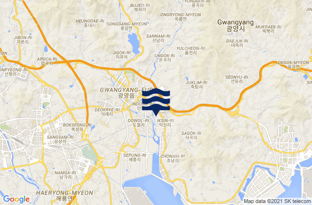 Mappa delle maree di Kwangyang, South Korea
