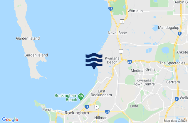 Mappa delle maree di Kwinana, Australia