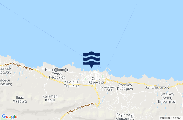Mappa delle maree di Kyrenia, Cyprus